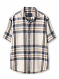 Sportscraft linen plaid shirt size S front view