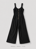 Deep Plunge Halter Wide-Leg Jumpsuit by Faithful in Black