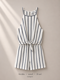 Bershka white and navy striped halter romper, size XSmall