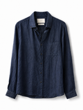 And Z Light cotton linen shirt size S washed navy blue