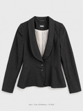 Next Shawl Collar Blazer – Size 10 Medium, black two-button with peplum hem and floral lining