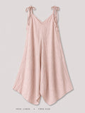 Linen Tie-Strap Wide-Leg Jumpsuit