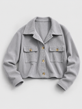 Corduroy Cropped Shacket Grey Large