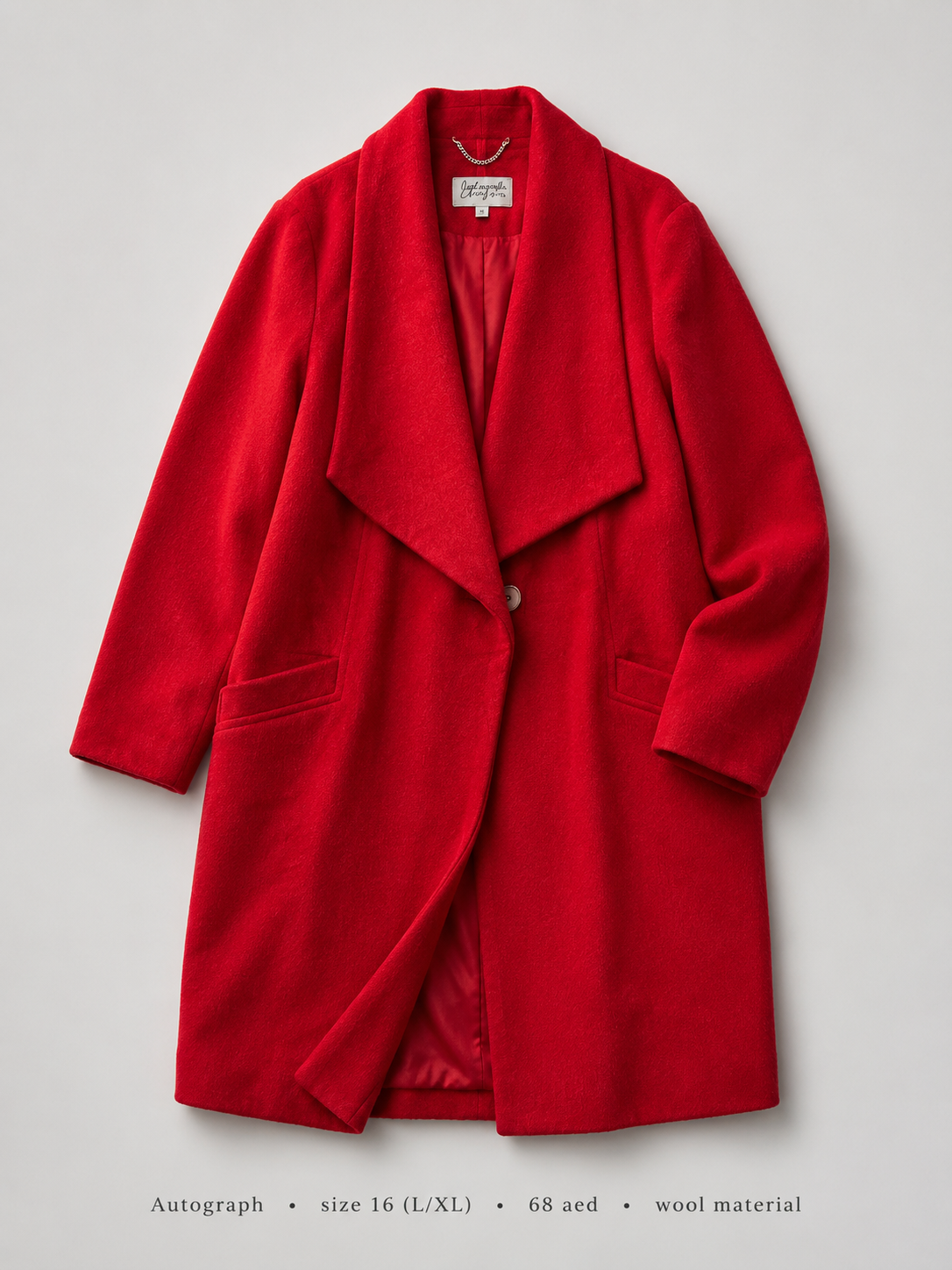 Waterfall Lapel Wool Coat by Autograph in Red