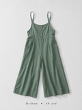 Button-Front Spaghetti Strap Wide-Leg Jumpsuit