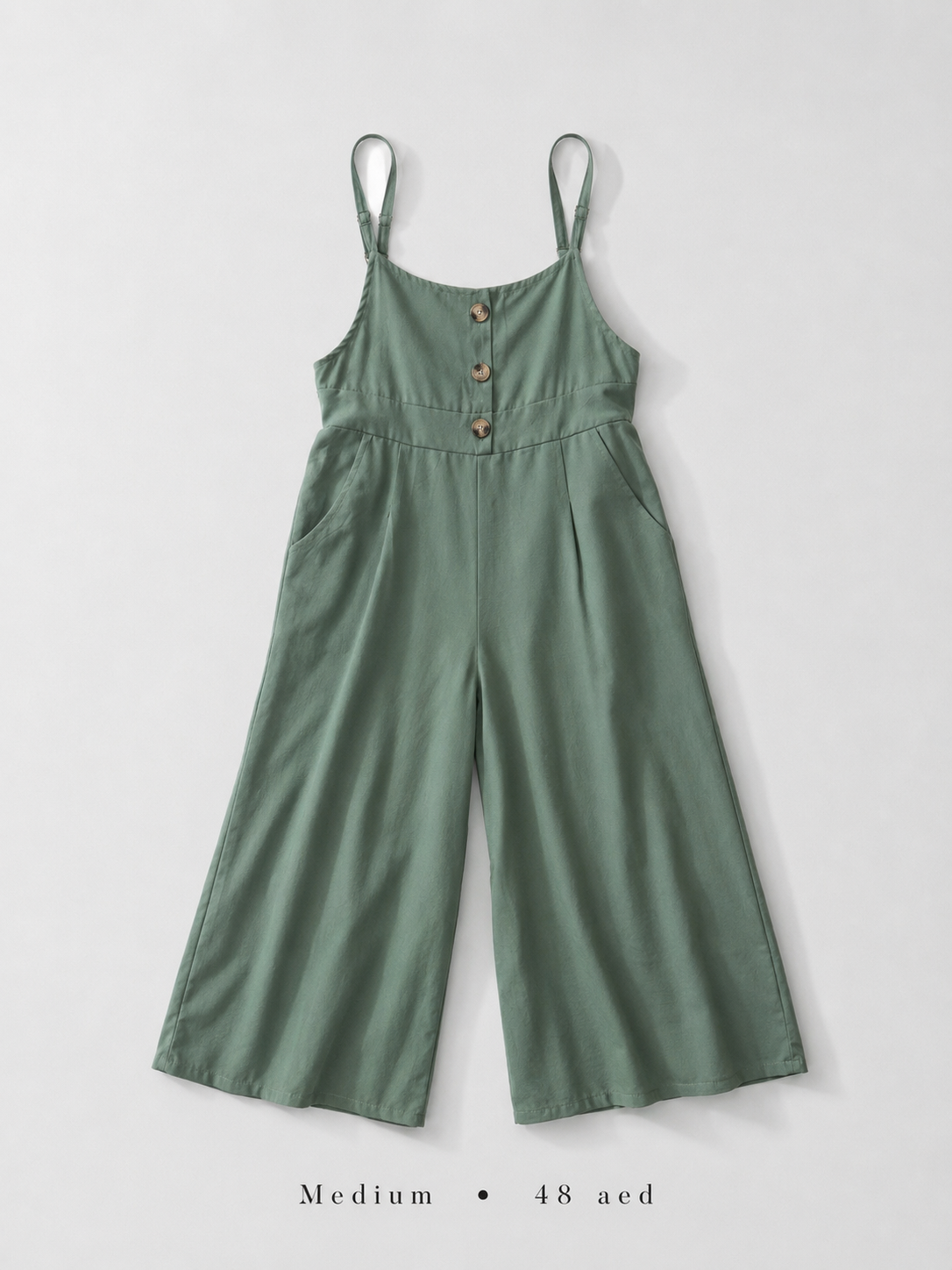 Button-Front Spaghetti Strap Wide-Leg Jumpsuit