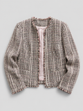 Gina Tweed Fringe Jacket Pink Medium