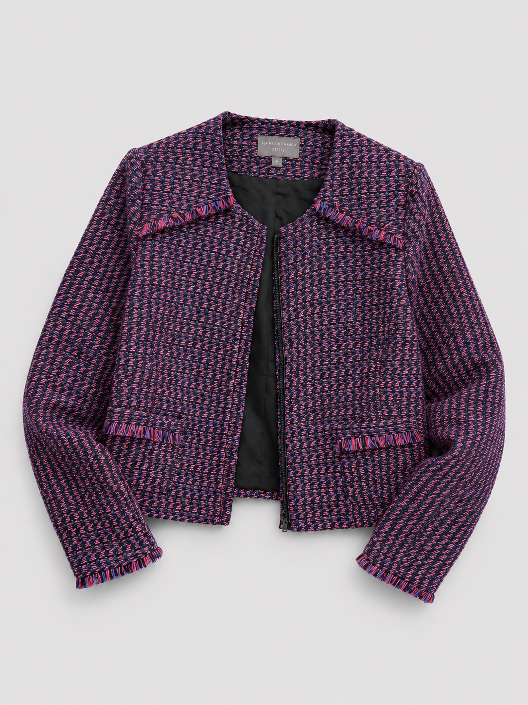 Fenn Wright Manson Bouclé Fringe Jacket – Purple Mix – Large (UK 14)