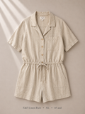 F&F Linen Rich oatmeal button-down romper, size XL