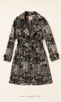 Alexo Book Print Trench Coat – Small to Medium, vintage book cover all-over print