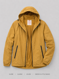 Globe Hooded Windbreaker Jacket – XL, mustard yellow with adjustable hood and zip pockets