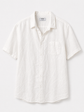 Maddox white linen cotton shirt size L front view