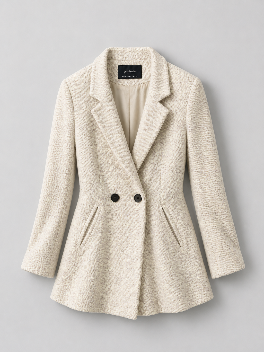 Stradivarius Textured Blazer Cream Medium