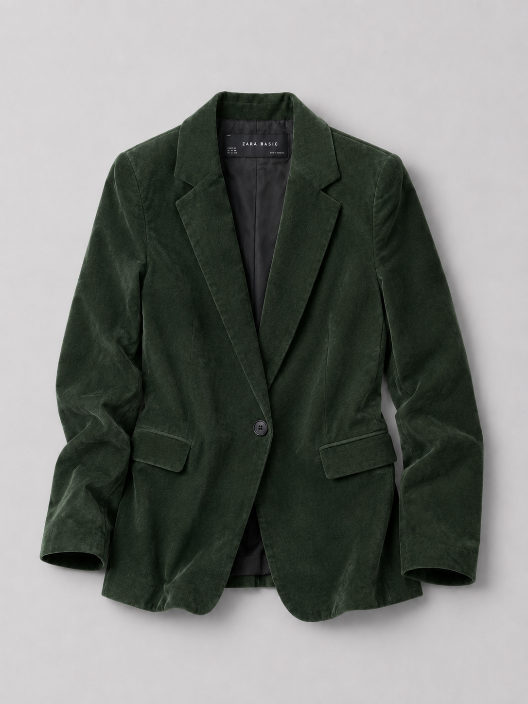 Zara Basic Corduroy Blazer Forest Green Small