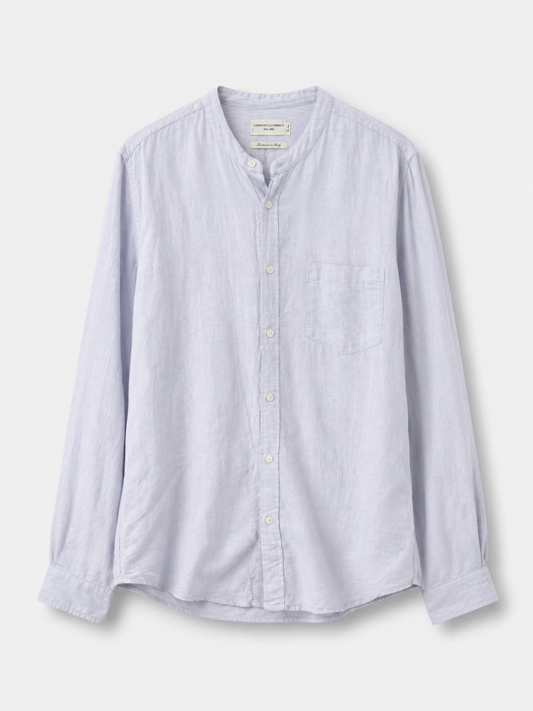 Monoprix Premium linen collarless shirt size L powder blue
