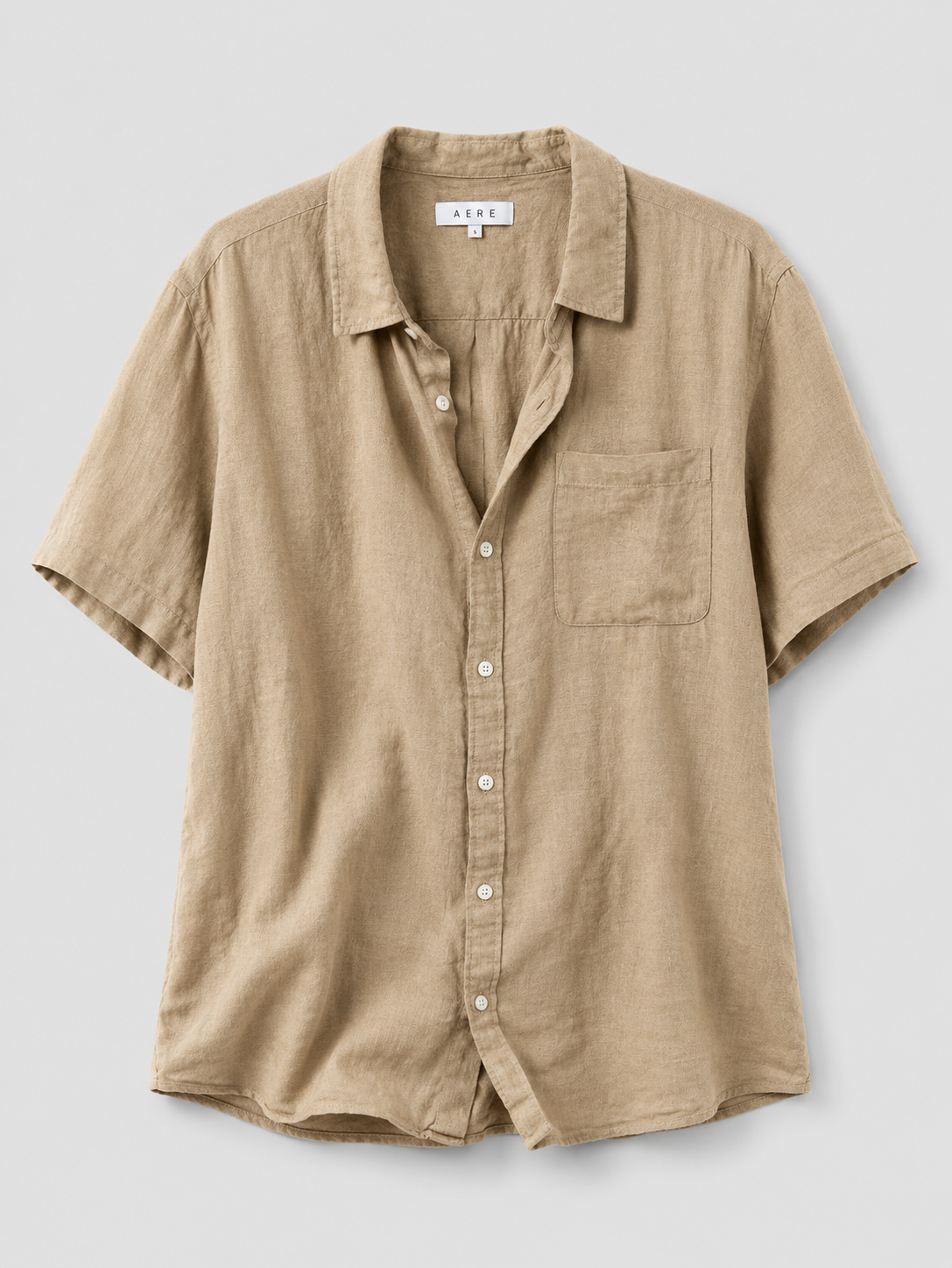 AERE 100% Linen Shirt – Khaki, Size S
