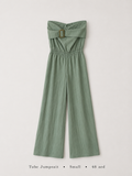 Buckle Tube Wide-Leg Jumpsuit in Sage Green