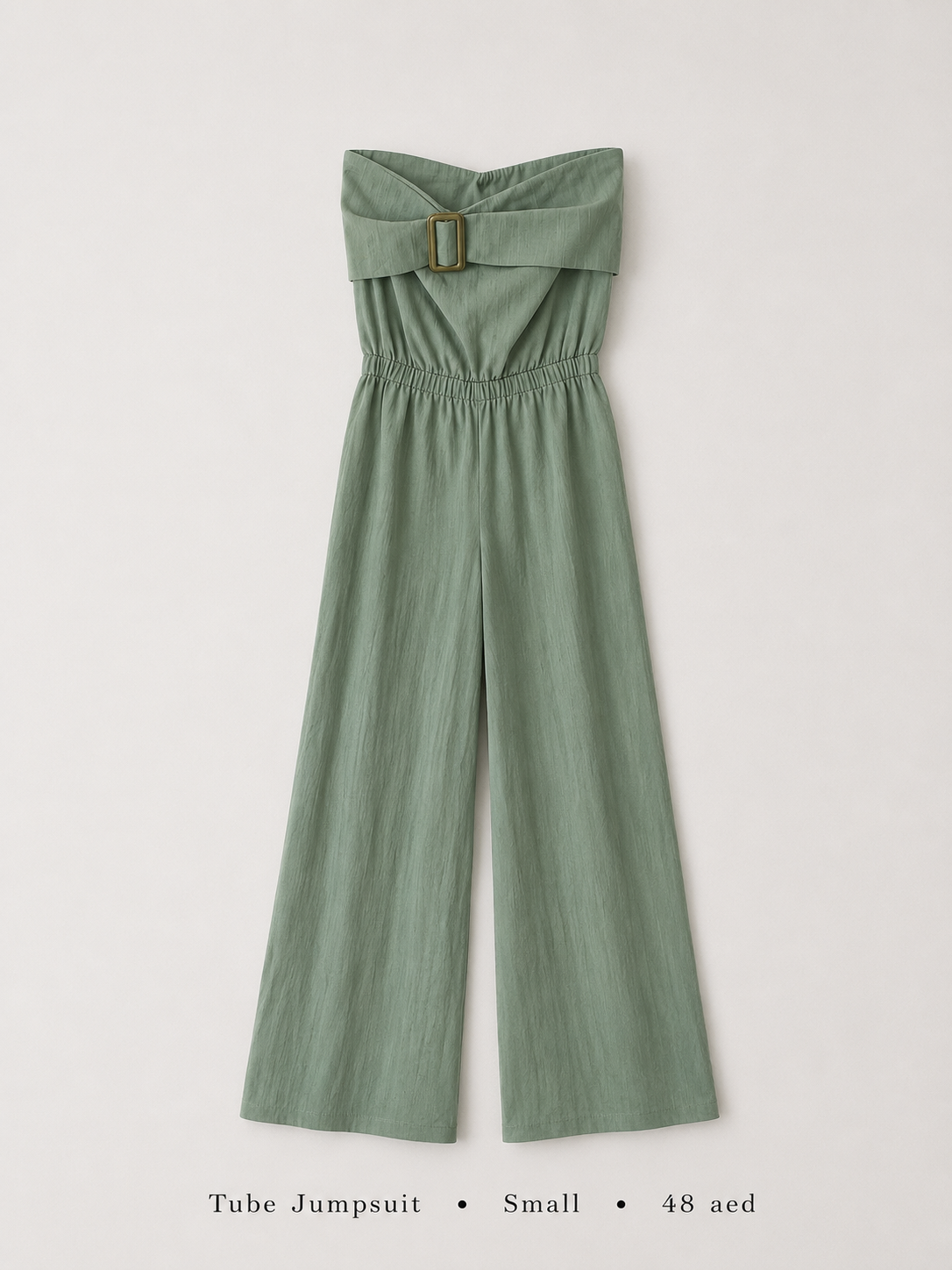 Buckle Tube Wide-Leg Jumpsuit in Sage Green
