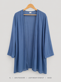Open-Front Lightweight Cover-Up Cardigan – XL, soft steel blue with collarless V-neckline and flowy A-line silhouette