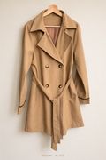 Trench Coat – Medium, camel coloured, double-breasted with belt