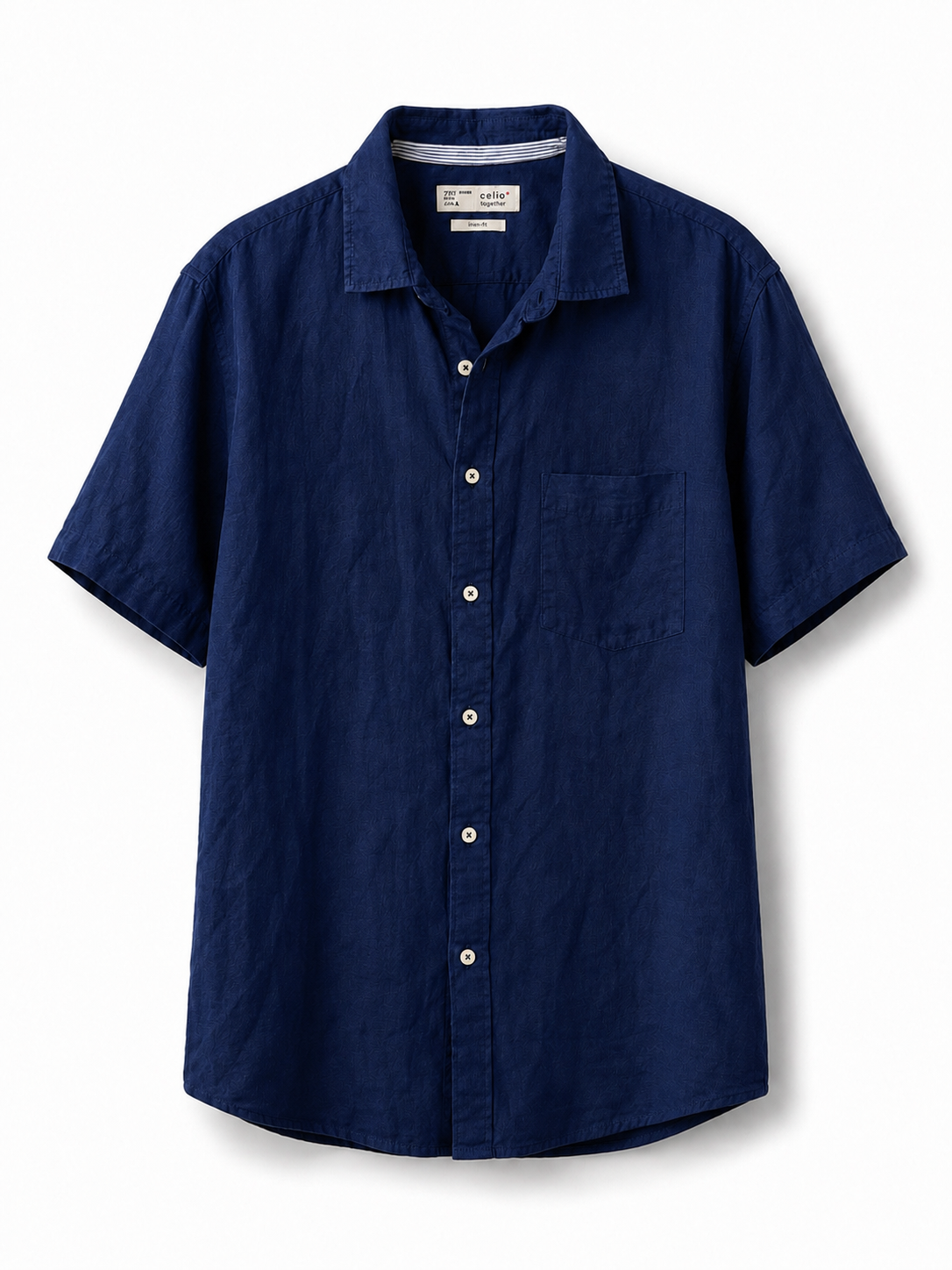 Celio regular fit navy linen shirt size XXL front view