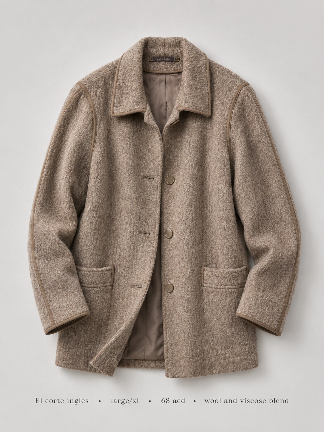 Wool Viscose Blend Jacket by El Corte Inglés in Oatmeal