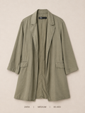 Zara Open-Front Utility Trench Jacket – Medium Sage Green, wide notched lapel with flap pockets and roll-up sleeves