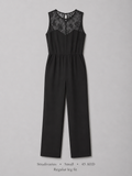 Lace Bodice Wide-Leg Jumpsuit by Stradivarius in Black
