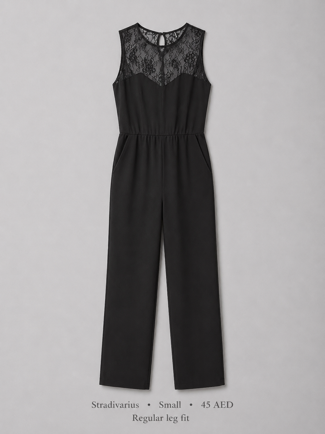 Lace Bodice Wide-Leg Jumpsuit by Stradivarius in Black