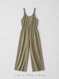 Linen Polka Dot Spaghetti Strap Wide-Leg Jumpsuit