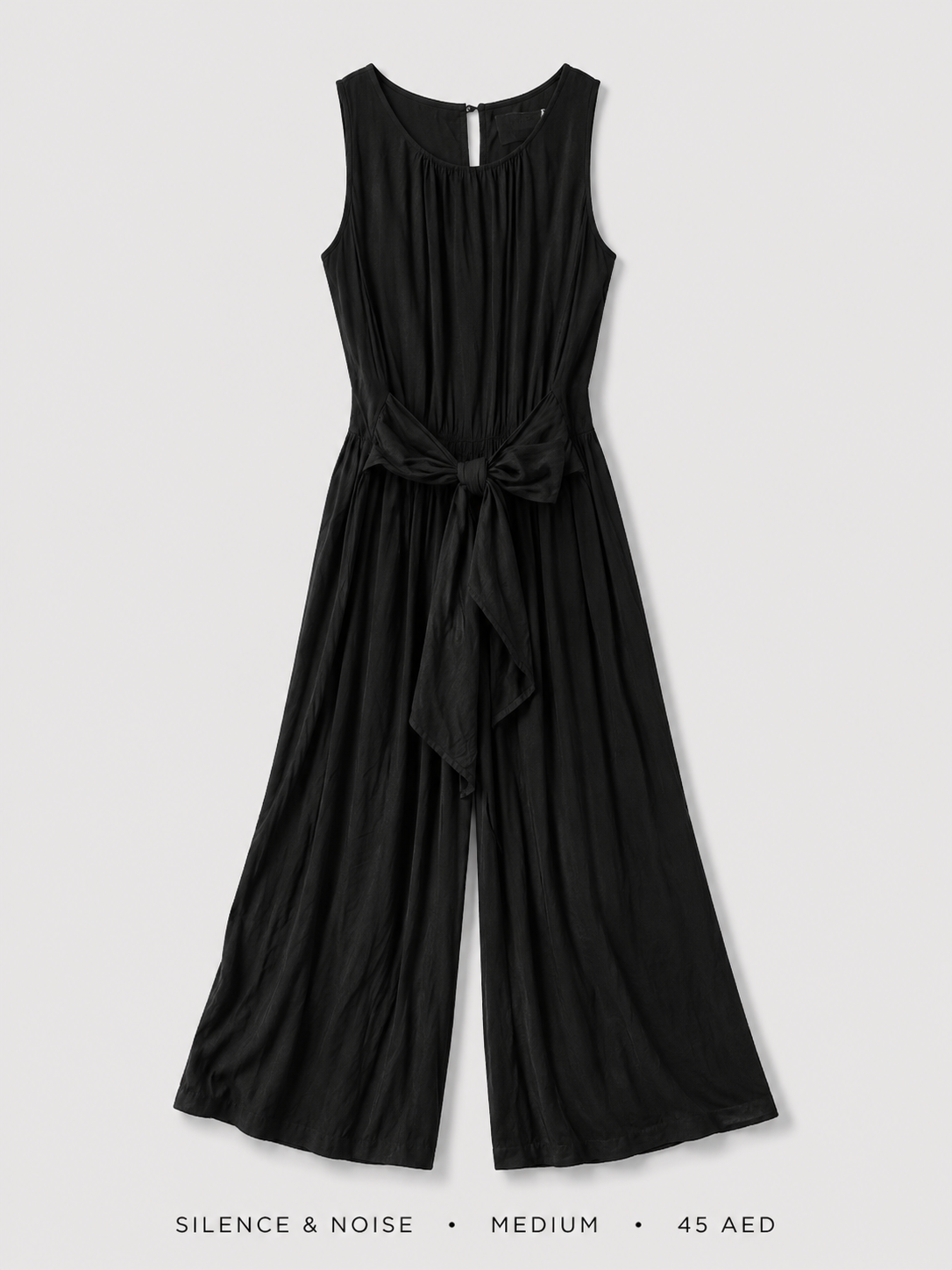 Pleated Tie-Waist Wide-Leg Jumpsuit by Silence & Noise in Black