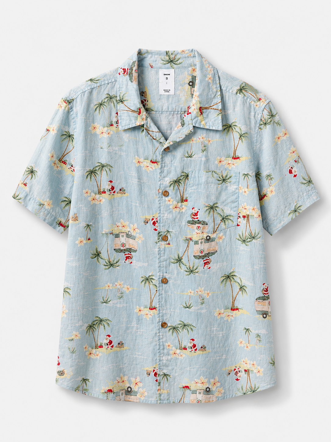 BIG W tropical Christmas linen shirt size S front view