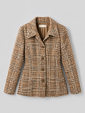 Fair Lady Checkered Tweed Blazer Brown XL