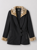 Carling Paris Leopard Faux Fur Jacket Black Large