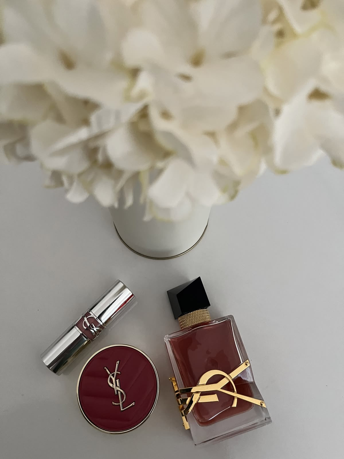 YSL Libre Le Parfum Cherry Blush flatlay