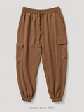 Rockmans Cargo Jogger Trousers – Medium, mocha brown with cargo flap pockets and elasticated cuffs