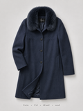 Fur Collar Wool Coat by Corio in Navy