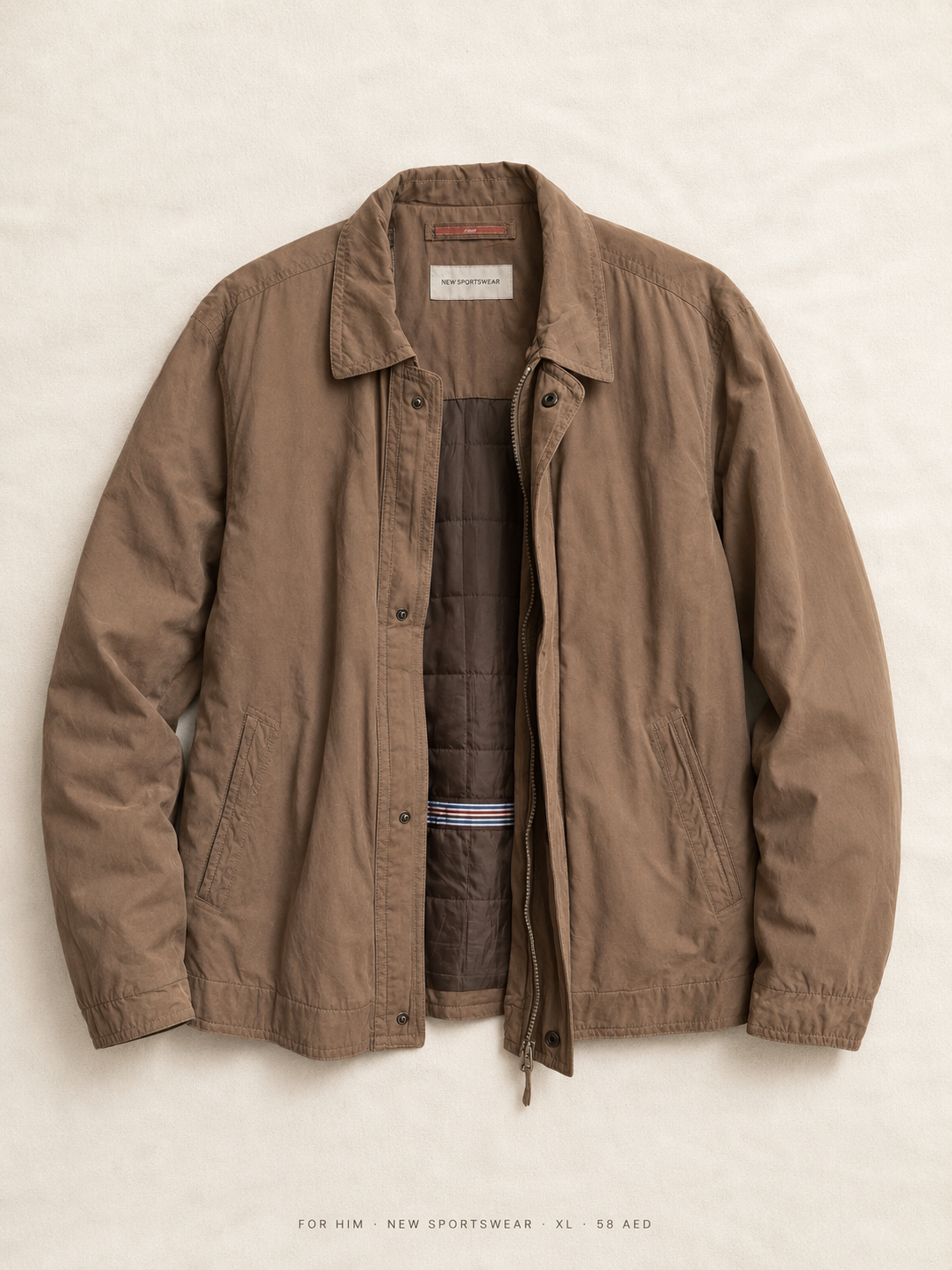 New Sportswear Jacket – XL, khaki brown Harrington style with quilted lining