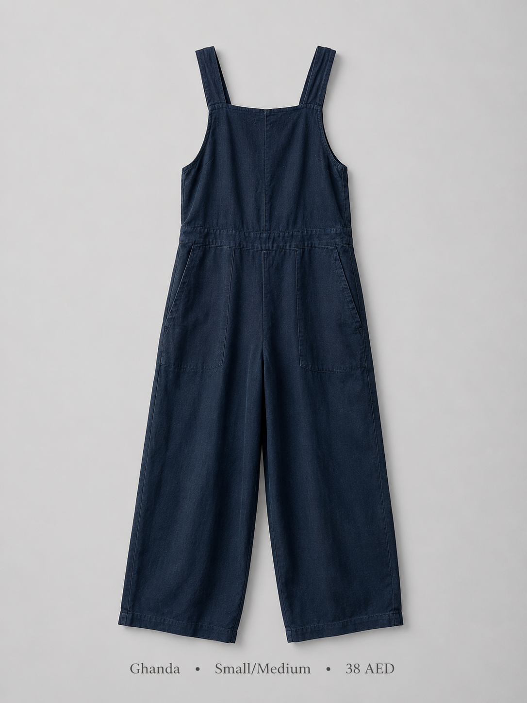 Wide-Leg Dungaree Jumpsuit by Ghanda in Navy