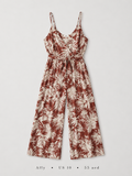 Botanical Print Tie-Front Wide-Leg Jumpsuit by Ally — Back