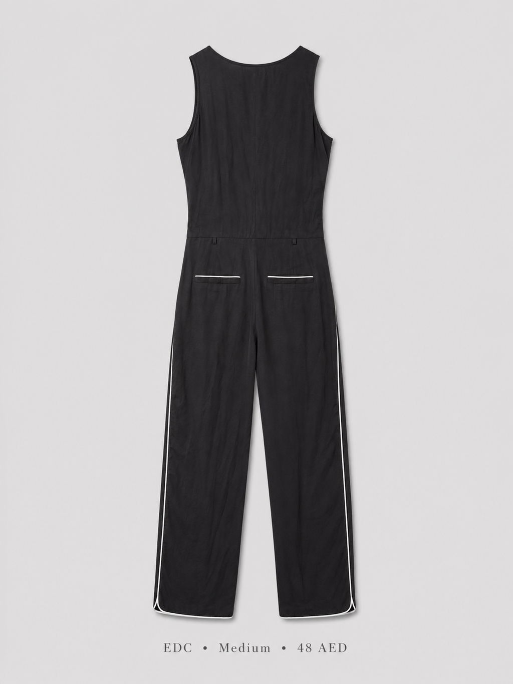 Contrast Piping Sleeveless Wide-Leg Jumpsuit — EDC