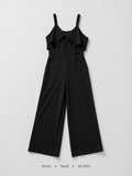 Ruffle Bodice Wide-Leg Jumpsuit by Nichii in Black