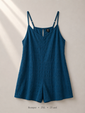 Shein deep teal textured cami romper with adjustable straps and keyhole back, size 2XL