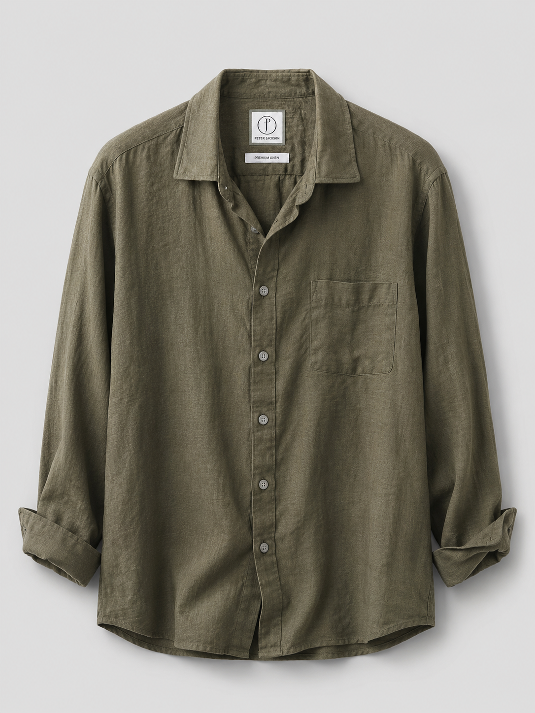 Peter Jackson Premium Linen Shirt – Olive Green, Size L