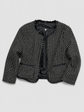Tweed Collarless Jacket Black White Small