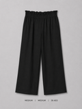 Black Wide Leg Paperbag Trousers – Medium, high ruffled elasticated waist with full-length wide leg