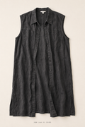 H&M Linen Shirt Dress – XL, sleeveless washed charcoal button-down with side slits