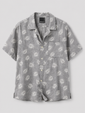 Bronson palm leaf linen shirt grey size L short sleeve