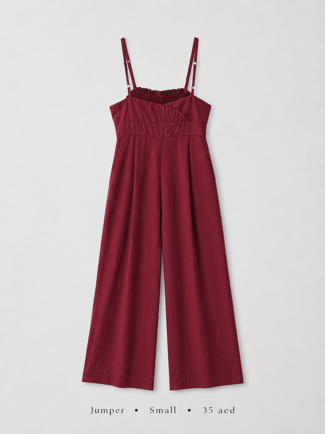 Ruched Strap Wide-Leg Jumpsuit in Burgundy