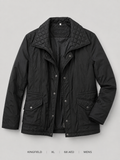 Kingfield Quilted Collar Field Jacket – XL, deep black with diamond quilted collar and flap pockets